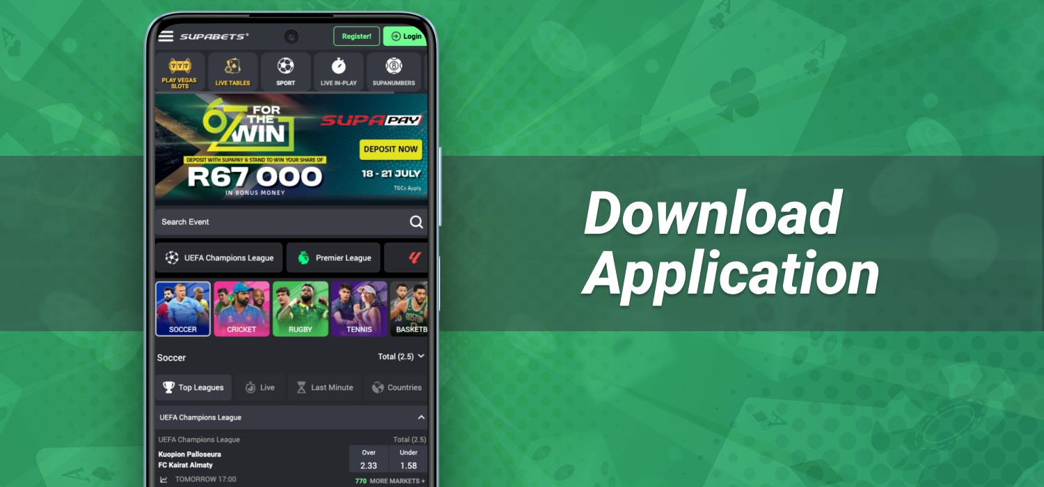 mobile application of supabets platform